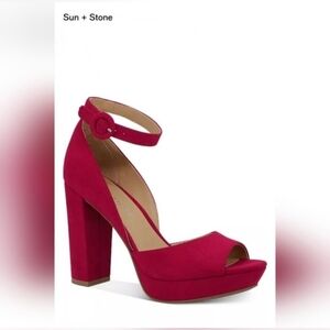 Sun + Stone Women's Red Platform Sandals Size 10.5